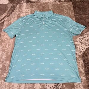 Burlebo Polo Shirt Mens XL Teal Geometric Rad Dad Performance Lightweight Golf